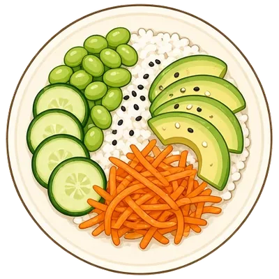 Cucumber avocado sushi bowls
