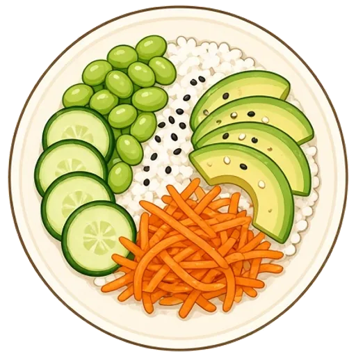 Cucumber avocado sushi bowls