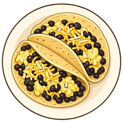 Soft scrambled egg and black bean tacos