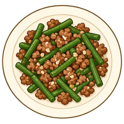 Garlicky pork and green bean stir-fry