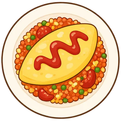 Omurice (ketchup rice under an omelette)