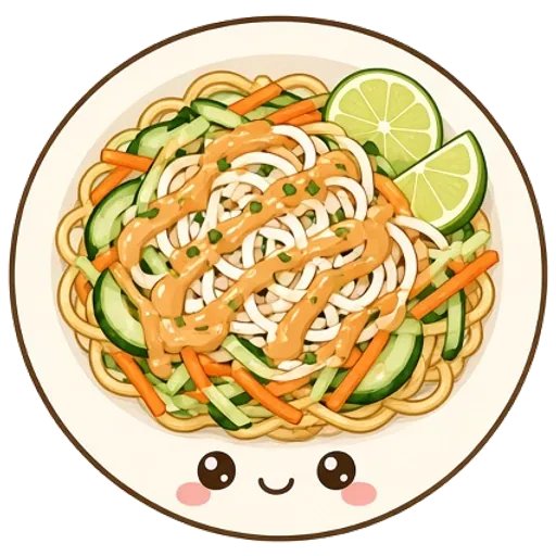 Peanut noodles with cucumber and carrots