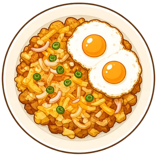 Crispy potato hash with fried eggs