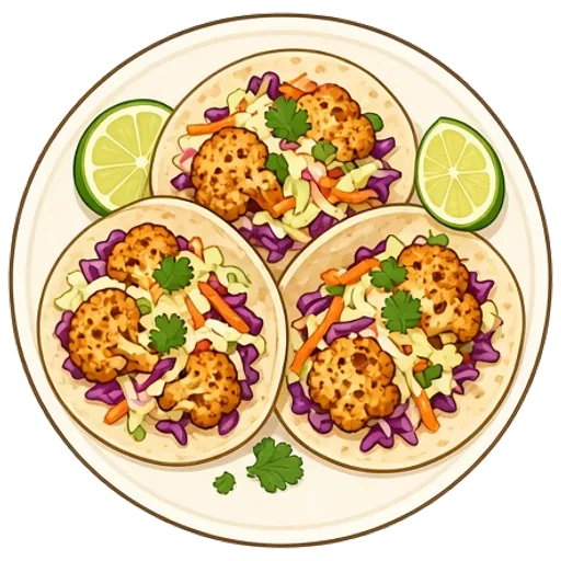 Roasted cauliflower tacos with lime slaw