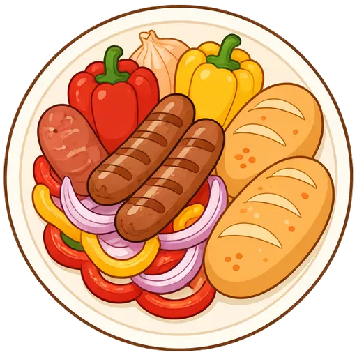 Sheet-pan sausage and peppers