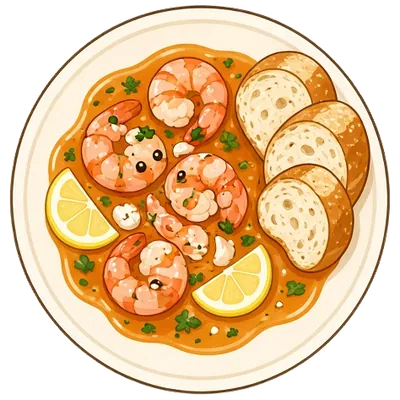 Spanish garlic shrimp with crusty bread