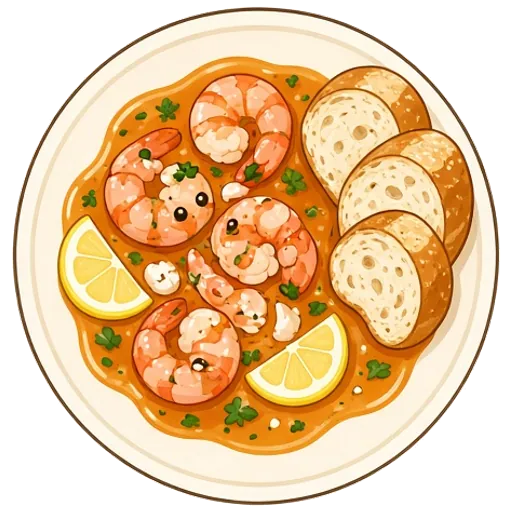Spanish garlic shrimp with crusty bread