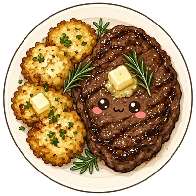 Steak with crispy smashed potatoes