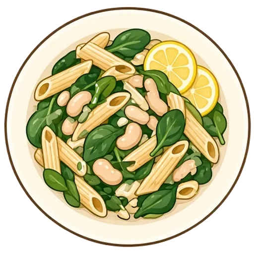 Garlicky white bean and spinach pasta